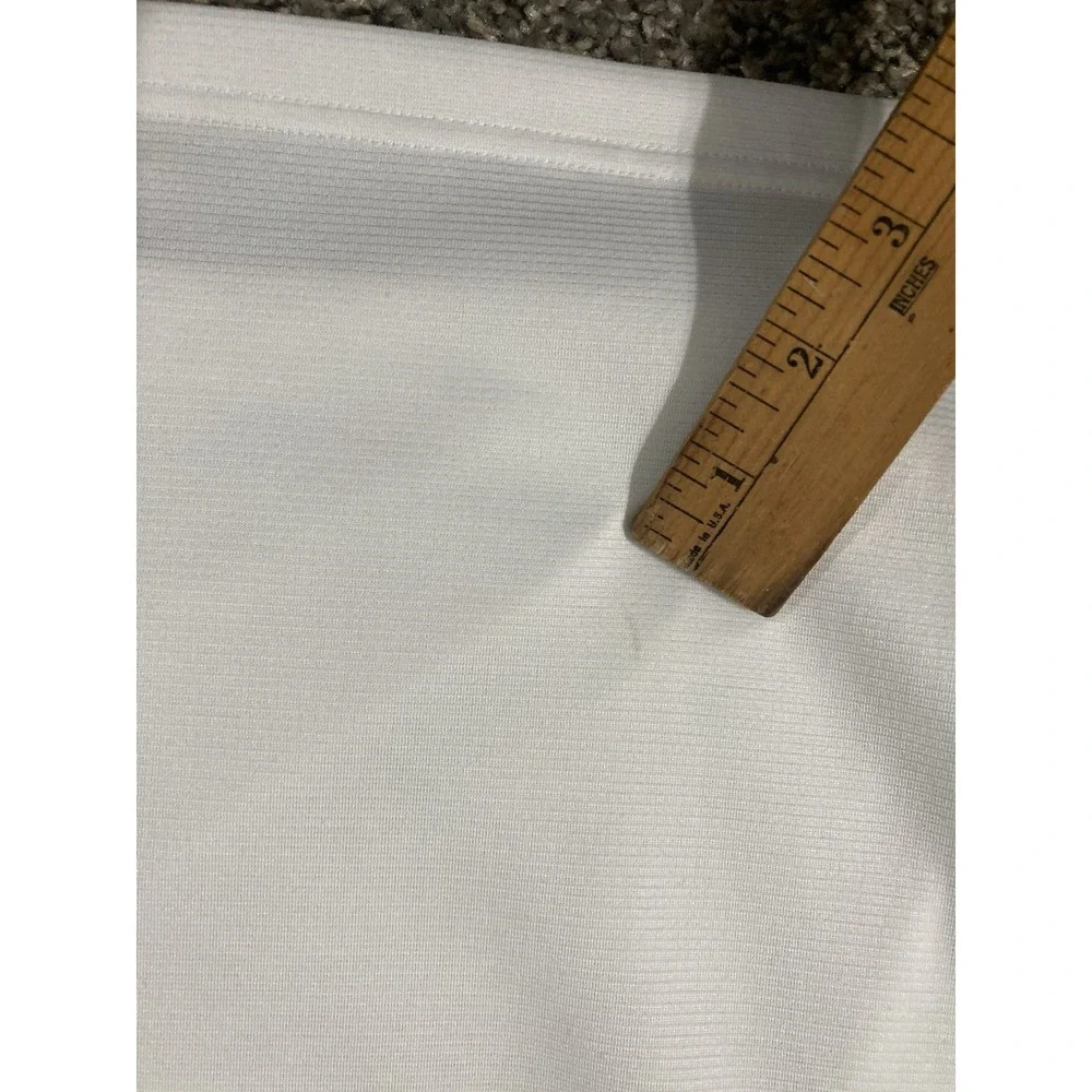 Nike Polo Shirt Mens XL White Black Stripe Swoosh‎ Golf Athletic Dri Fit Spot